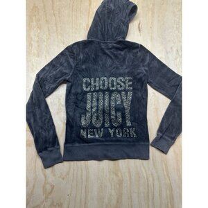 Y2K Juicy Couture Gray S Velour Full Zip Hoodie Track Suit Jacket New York 2012